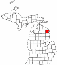 Michigan Map showing Alpena County