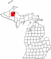 Michigan Map showing Baraga County