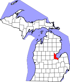 Michigan Map showing Bay County