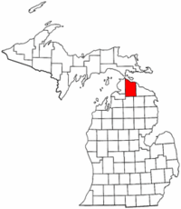Michigan Map showing Cheboygan County