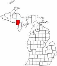 Michigan Map showing Dickinson County