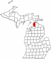 Michigan Map showing Emmet County