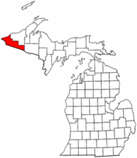 Michigan Map showing Gogebic County