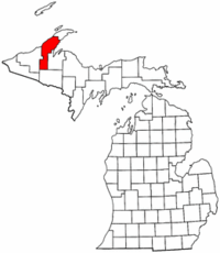 Michigan Map showing Houghton County