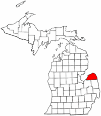 Michigan Map showing Huron County