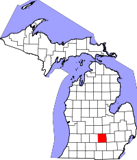 Michigan Map showing Ingham County