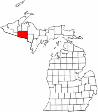 Michigan Map showing Iron County