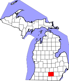 Michigan Map showing Jackson County