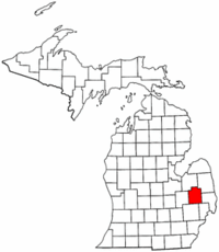 Michigan Map showing Lapeer County