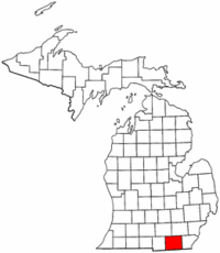 Michigan Map showing Lenawee County