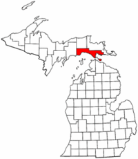Michigan Map showing Mackinac County