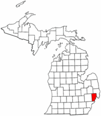 Michigan Map showing Macomb County
