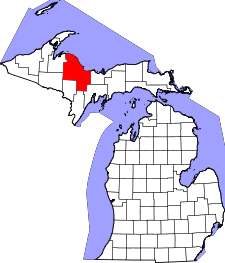 Michigan Map showing Marquette County