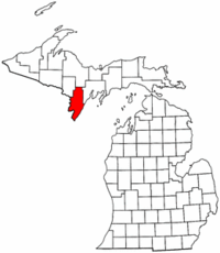Michigan Map showing Menominee County
