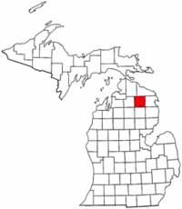 Michigan Map showing Montmorency County