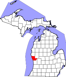Michigan Map showing Muskegon County