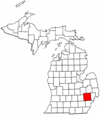 Michigan Map showing Oakland County