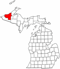Michigan Map showing Ontonagon County