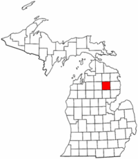Michigan Map showing Oscoda County