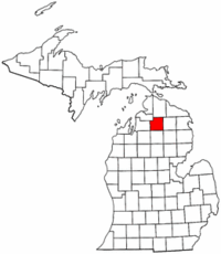 Michigan Map showing Otsego County
