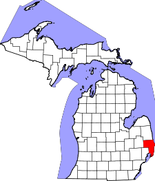 Michigan Map showing Saint Clair County