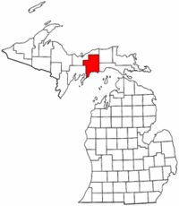 Michigan Map showing Schoolcraft County