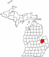 Michigan Map showing Tuscola County