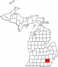 Michigan Map showing Washtenaw County