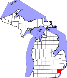 Michigan Map showing Wayne County