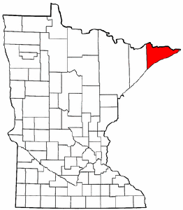 Minnesota Map showing Cook County
