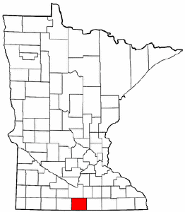 Minnesota Map showing Faribault County