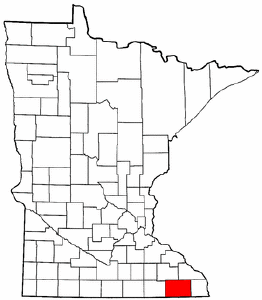 Minnesota Map showing Fillmore County