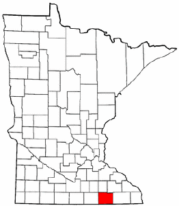Minnesota Map showing Mower County