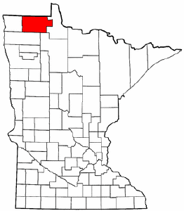 Minnesota Map showing Roseau County