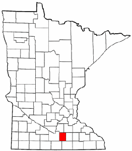 Minnesota Map showing Waseca County
