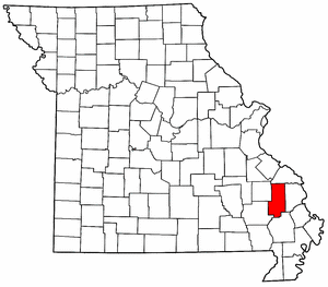 Missouri Map showing Bollinger County