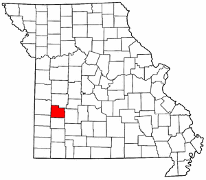 Missouri Map showing Cedar County