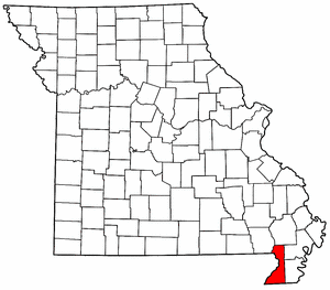 Missouri Map showing Dunklin County