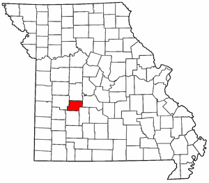Missouri Map showing Hickory County