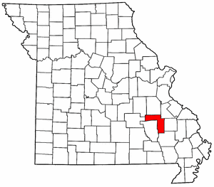 Missouri Map showing Iron County