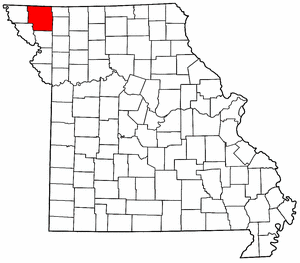 Missouri Map showing Nodaway County