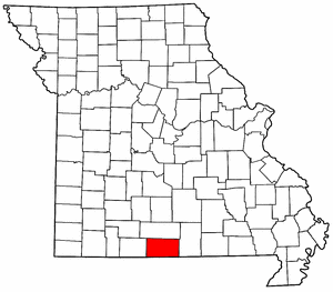 Missouri Map showing Ozark County