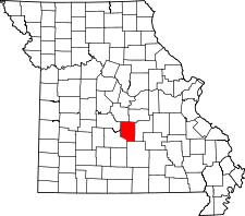 Missouri Map showing Pulaski County