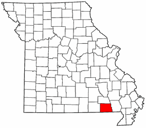 Missouri Map showing Ripley County