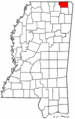 Mississippi Map showing Alcorn County