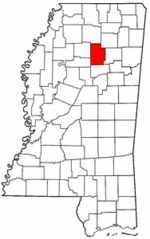 Mississippi Map showing Calhoun County