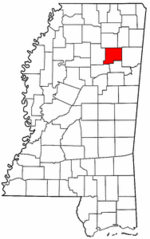 Mississippi Map showing Chickasaw County