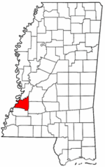 Mississippi Map showing Claiborne County