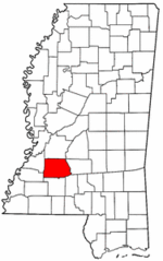 Mississippi Map showing Copiah County