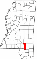 Mississippi Map showing Forrest County